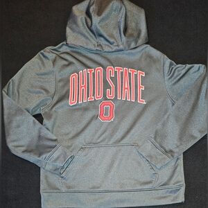 Ohio State Buckeye Hooded Sweatshirt Scarlet And Grey Size Medium
